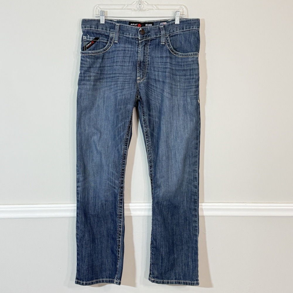 ARIAT M4 FR Flame Resistant Work Jeans Men's 34X31 Relaxed Boot CAT 2 Blue - Picture 2 of 14